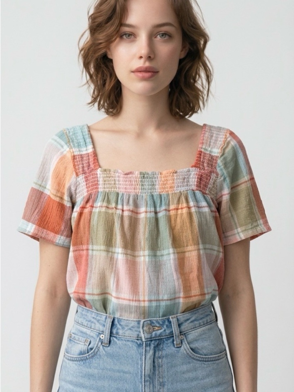 Alexander Jordan 100% Cotton Madras Blouse
